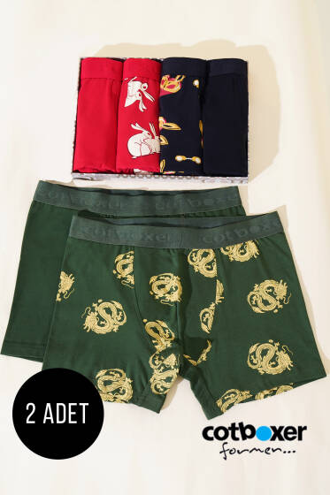 Cotboxer Baskılı 2'li Erkek Boxer Asorti 3 - Erkek Boxer