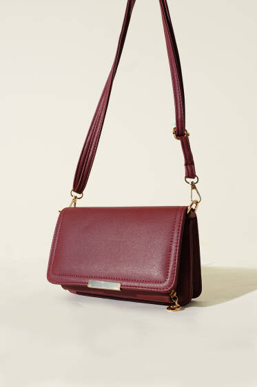 Cüzdan Detaylı Çanta Bordo - Kol Çantası