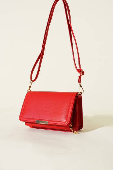 Cüzdan Detaylı Çanta Kırmızı - Kol Çantası