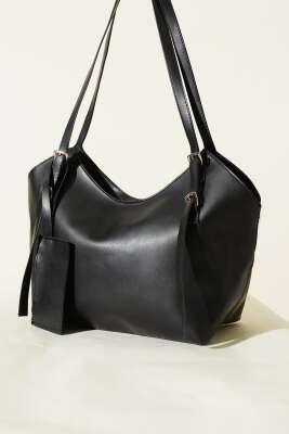 Cüzdan Detaylı Uzun Kulplu Kadın Çanta Siyah - ŞENTÜRK ÇANTA