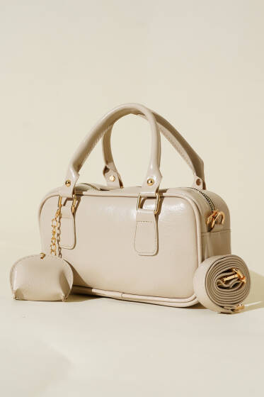 Cüzdan Görünümlü Fermuarlı Çanta Bej - Kol Çantası