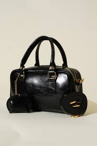 Cüzdan Görünümlü Fermuarlı Çanta Siyah - Kol Çantası