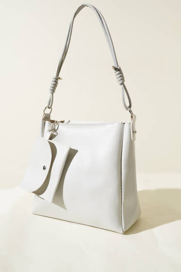 Cüzdanlı Fermuarlı Kol Çantası Gri - Kol Çantası