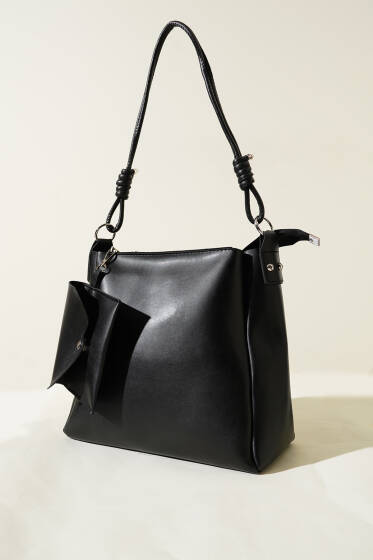 Cüzdanlı Fermuarlı Kol Çantası Siyah - Kol Çantası