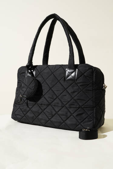 Cüzdanlı Kapitone Çanta Siyah - Kol Çantası