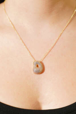 D Harfli Taşlı Kolye - KONYALI BİJUTERİ