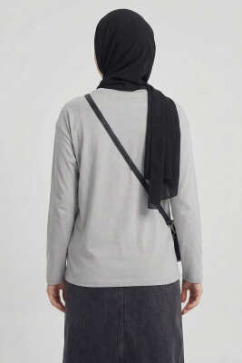 D Logolu Kalp Armalı Tunik Gri - Yılın Fırsatı