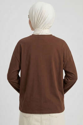 D Logolu Kalp Armalı Tunik Kahve - Yılın Fırsatı