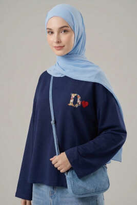 D Logolu Kalp Armalı Tunik Lacivert - SAS