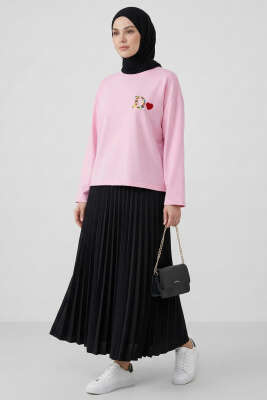 D Logolu Kalp Armalı Tunik Pembe - Tunik