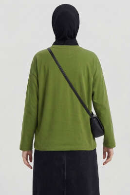 D Logolu Kalp Armalı Tunik Yeşil - Tunik