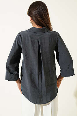 Dabıl Fakir Kol Salaş Gömlek Füme - Kadın Giyim Modelleri