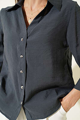 Dabıl Fakir Kol Salaş Gömlek Füme - Kadın Giyim Modelleri