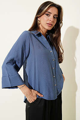 Dabıl Fakir Kol Salaş Gömlek İndigo 