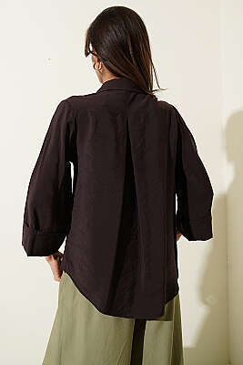 Dabıl Fakir Kol Salaş Gömlek Kahve - Kadın Giyim Modelleri