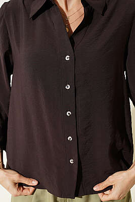 Dabıl Fakir Kol Salaş Gömlek Kahve - Kadın Giyim Modelleri