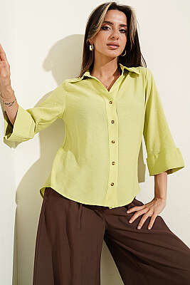 Dabıl Fakir Kol Salaş Gömlek Lime - Kadın Giyim Modelleri