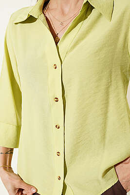 Dabıl Fakir Kol Salaş Gömlek Lime - Kadın Giyim Modelleri