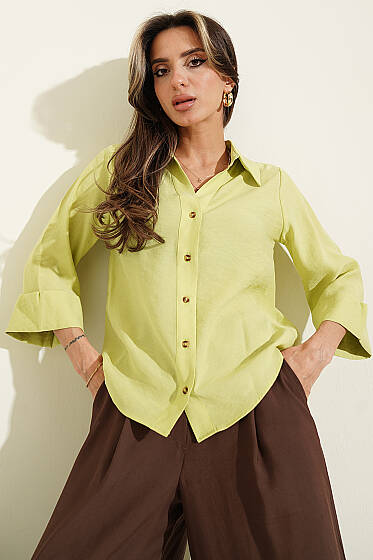 Dabıl Fakir Kol Salaş Gömlek Lime - Yılın Fırsatı