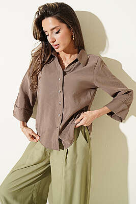 Dabıl Fakir Kol Salaş Gömlek Vizon 