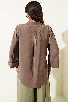 Dabıl Fakir Kol Salaş Gömlek Vizon - Kadın Giyim Modelleri