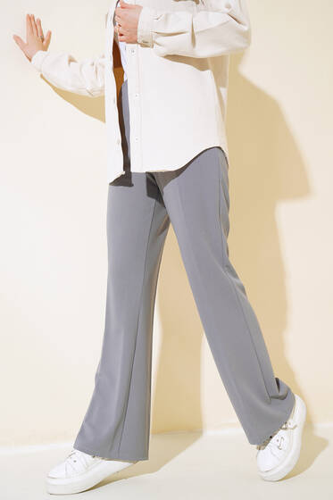 Dabıl İspanyol Paça Pantolon Gri - Kumaş Pantolon