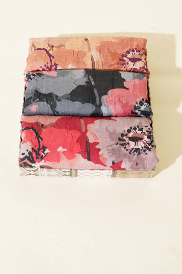 Daisy Desen Bambu Kraş 3'lü Şal Seti Asorti 2 - Desenli Şal Seti