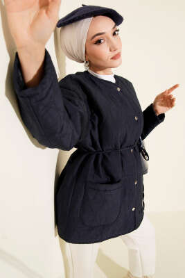 Dalga Desen Çıtçıtlı Ceket Lacivert - VAV TEKSTİL