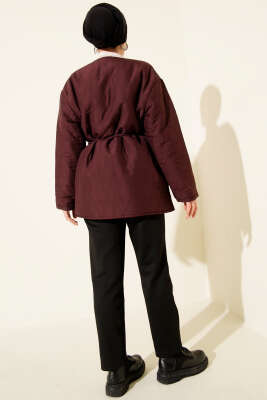 Dalga Desen Çıtçıtlı Ceket Mürdüm - Ceket