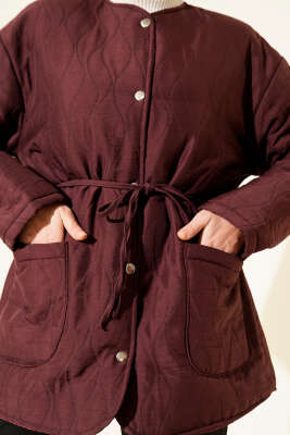 Dalga Desen Çıtçıtlı Ceket Mürdüm - Ceket