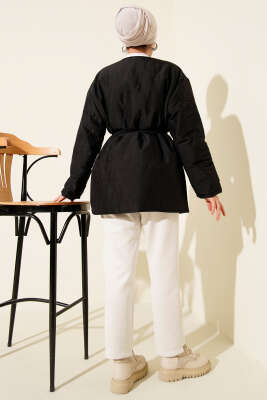 Dalga Desen Çıtçıtlı Ceket Siyah - Ceket