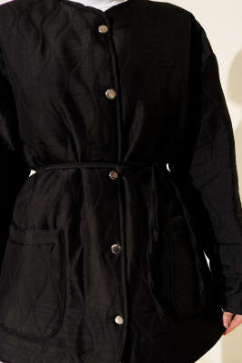 Dalga Desen Çıtçıtlı Ceket Siyah - Ceket