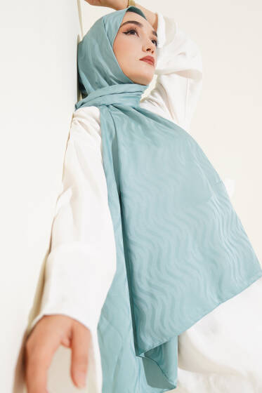 Dalga Desen İpeksi Jakar Şal Mint - Başörtüsü