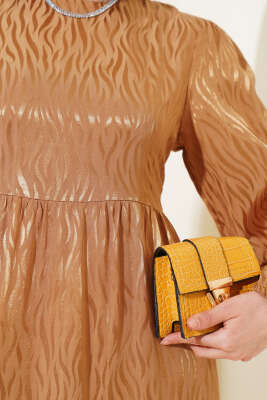 Dalga Desen Jakar Elbise Camel - 300-500 TL Ürünler