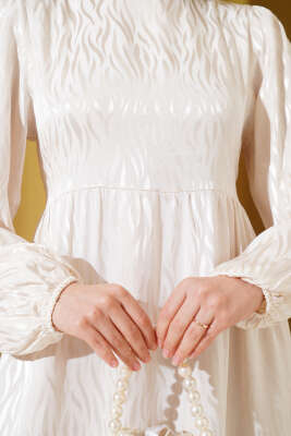 Dalga Desen Jakar Elbise Taş - Tesettür Elbise