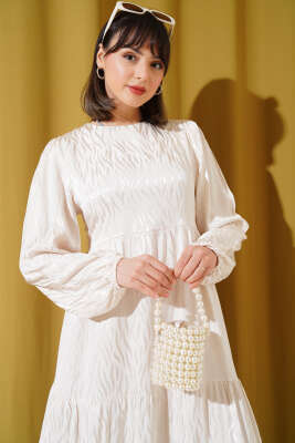 Dalga Desen Jakar Elbise Taş - Tesettür Elbise