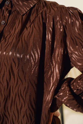 Dalga Desen Jakar İkili Takım Kahve - İkili Takım