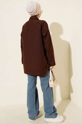 Dalga Desen Kapitone Ceket Kahve - Ceket