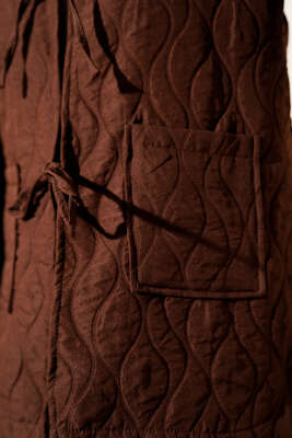 Dalga Desen Kapitone Ceket Kahve - Ceket