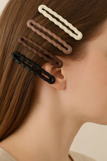 Dalga Dikdörtgen 4'lü Pens Toka Asorti - Toka