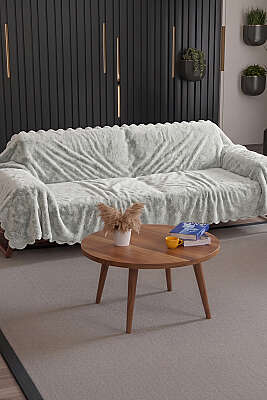 Dalga Kenarlı Koltuk Örtüsü Gri - DERYA ÇEYİZ