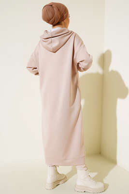 Dalgıç Kumaş Uzun Tunik Bej - Tunik