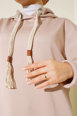 Dalgıç Kumaş Uzun Tunik Bej - Tunik