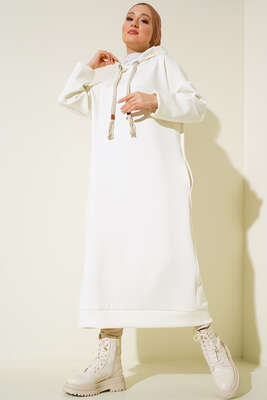 Dalgıç Kumaş Uzun Tunik Ekru 