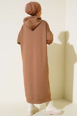 Dalgıç Kumaş Uzun Tunik Kahve - Tunik