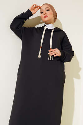 Dalgıç Kumaş Uzun Tunik Siyah - Tunik