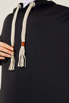 Dalgıç Kumaş Uzun Tunik Siyah - Tunik