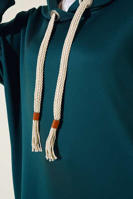 Dalgıç Kumaş Uzun Tunik Zümrüt - Tunik