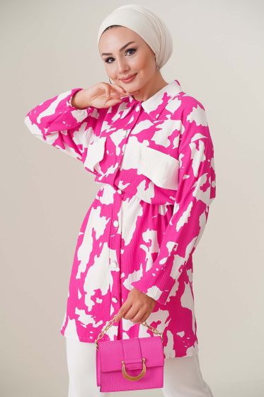 Damga Desen Fuşya Tunik - ÇOK SATANLAR