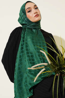 Damga Desen Jakar Şal Yeşil - Başörtüsü